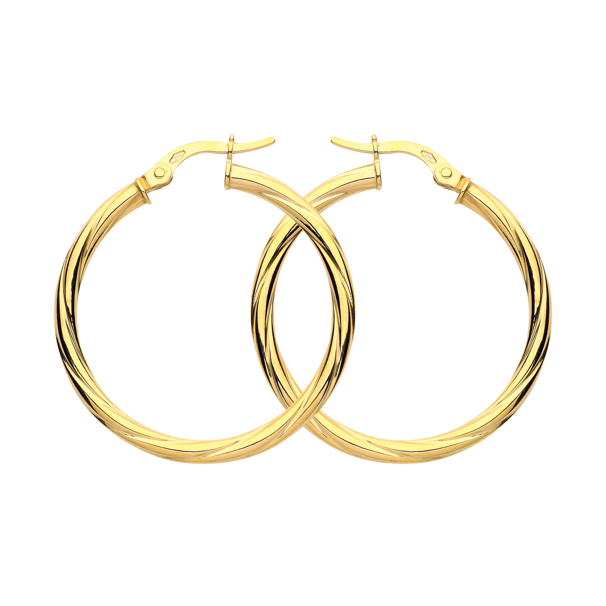 9ct Gold  Classic Twist Hoop Earrings 30mm 2.5mm - G9E8088