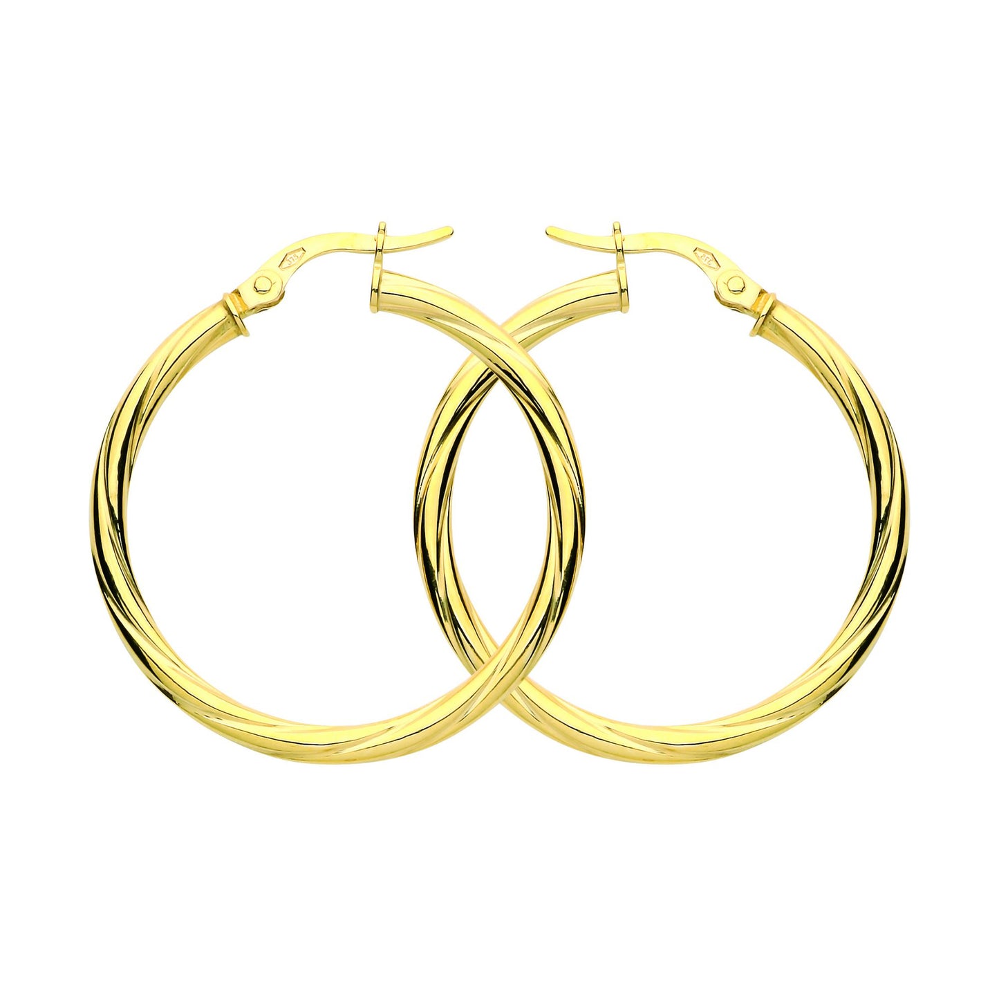 9ct Gold  Classic Twist Hoop Earrings 30mm 2.5mm - G9E8088