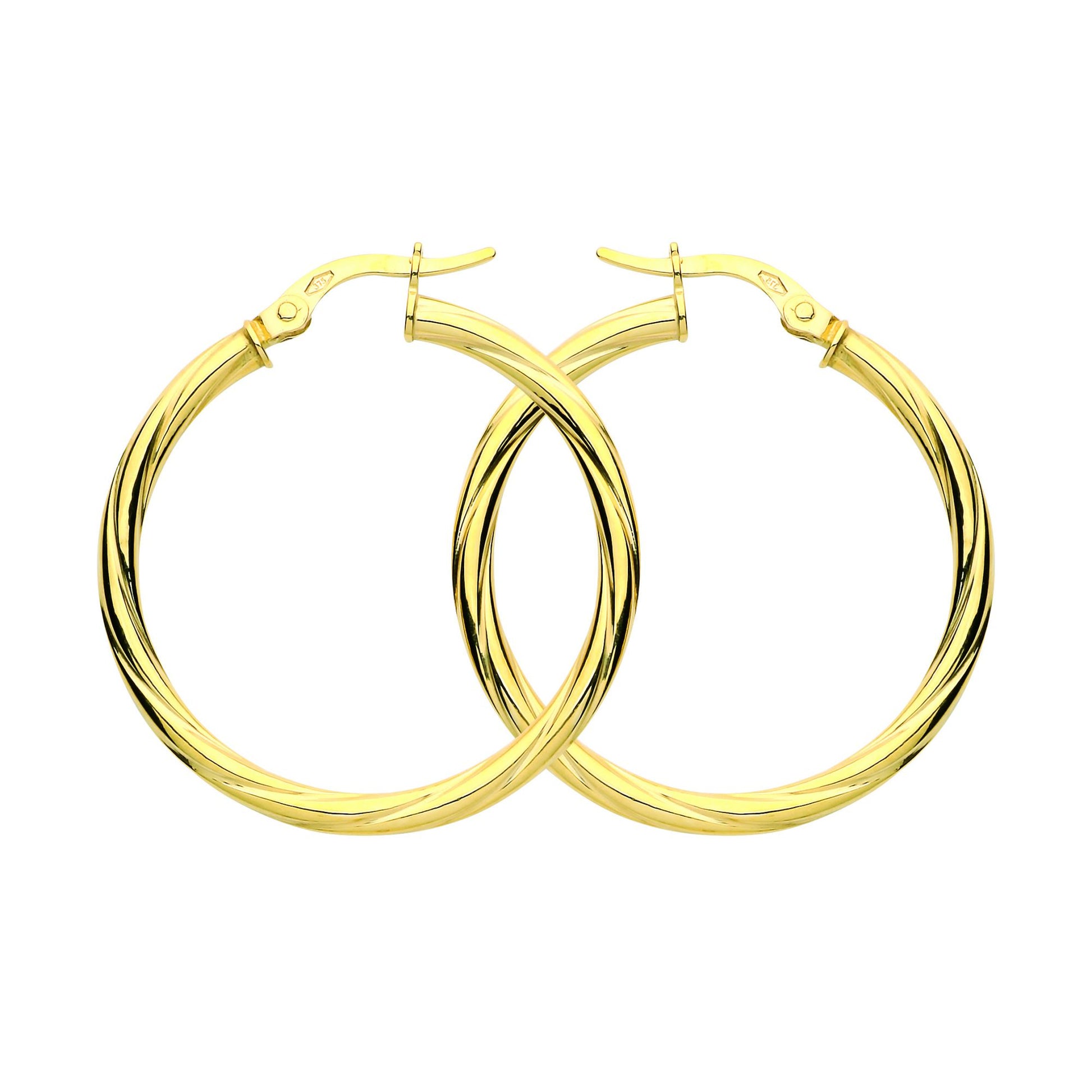 9ct Gold  Classic Twist Hoop Earrings 30mm 2.5mm - G9E8088
