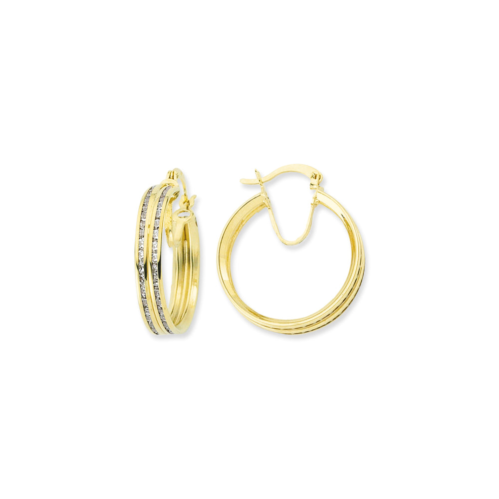 9ct Gold  Hoop Earring CZ Hoop Earrings - G9E8092