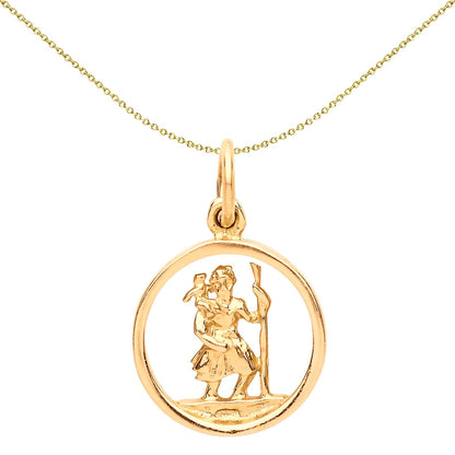 Unisex 9ct Gold  St Christopher Ring Medallion Necklace 16-20 inch - G9P6013