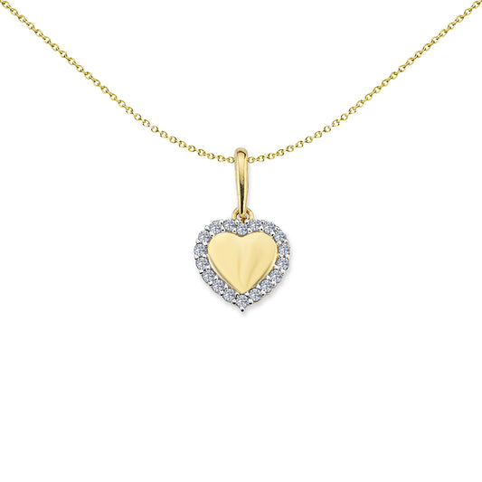 9ct Gold  Framed Love Heart Halo Pendant Necklace - G9P6025