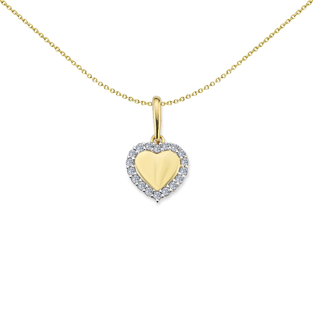 9ct Gold  Framed Love Heart Halo Pendant Necklace - G9P6025