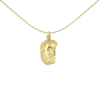 Unisex 9ct Gold  Head of Jesus Pendant Necklace - G9P6029