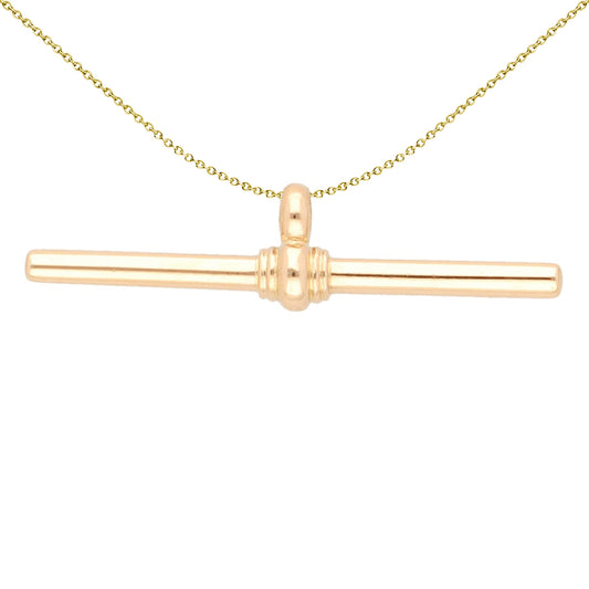 9ct Gold  T-Bar Anchor Pendant Necklace - G9P6031T
