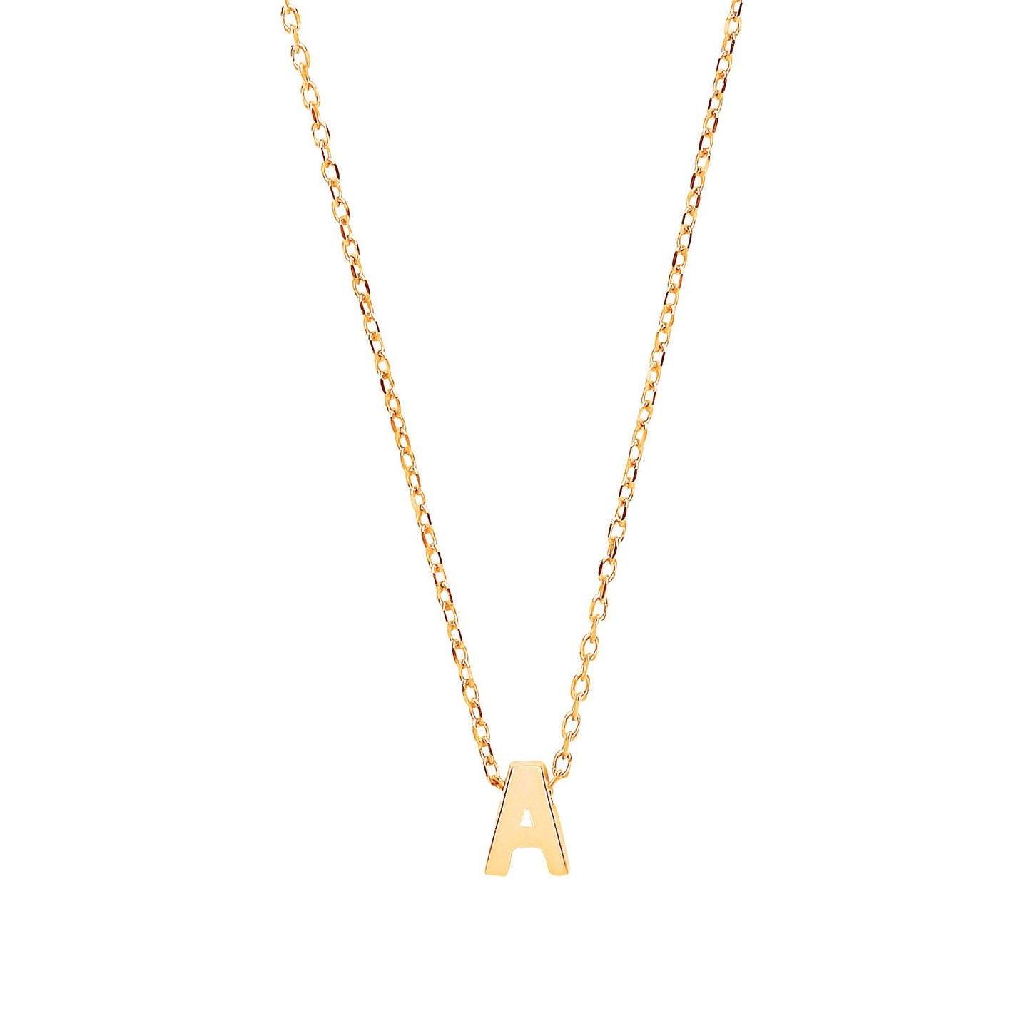 9ct Gold  Letter A Initial Pendant Necklace 17 inch 43cm - G9P6032A