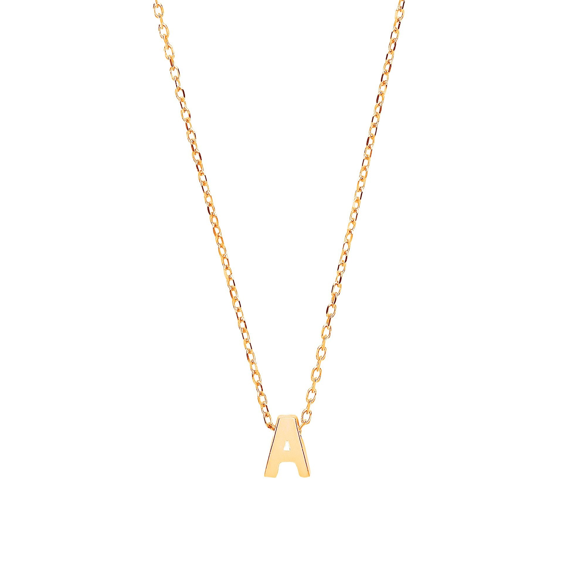 9ct Gold  Letter A Initial Pendant Necklace 17 inch 43cm - G9P6032A