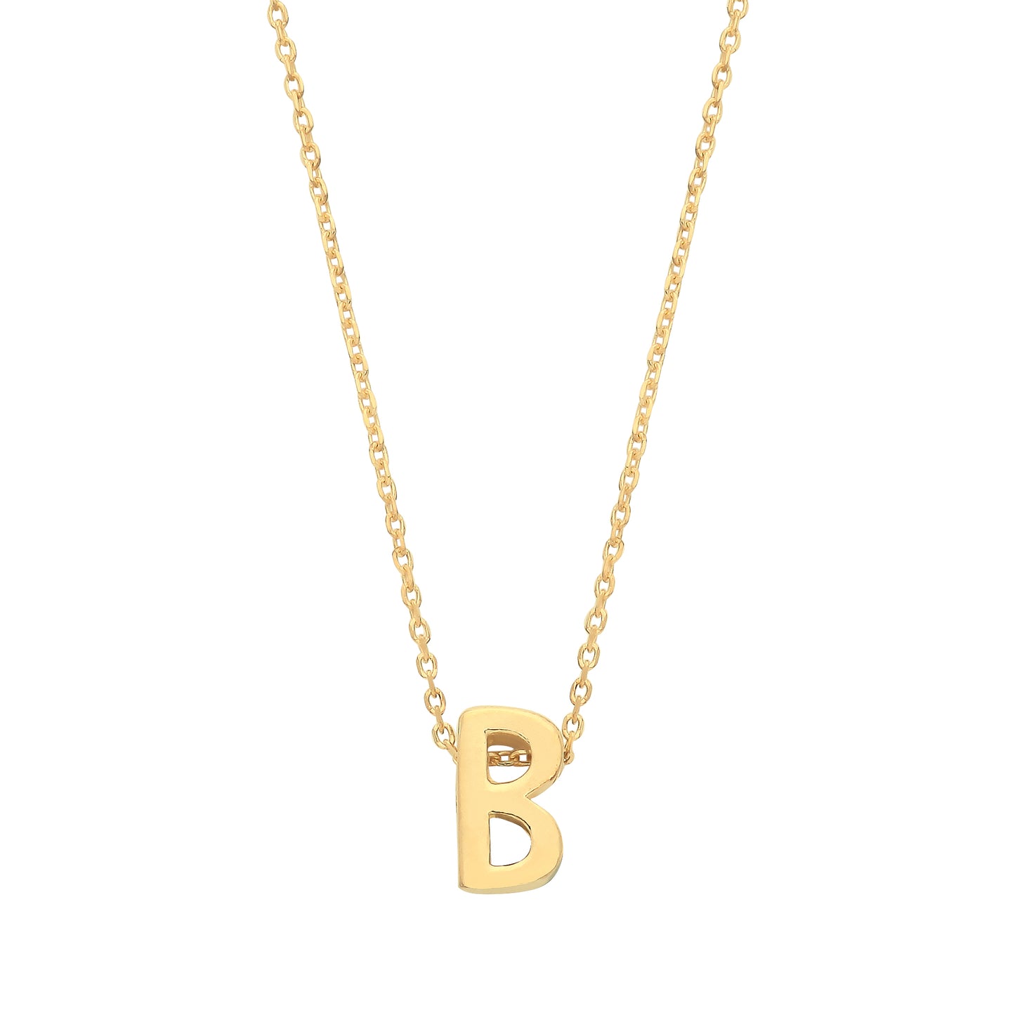 9ct Gold  Letter B Initial Pendant Necklace 17 inch 43cm - G9P6032B