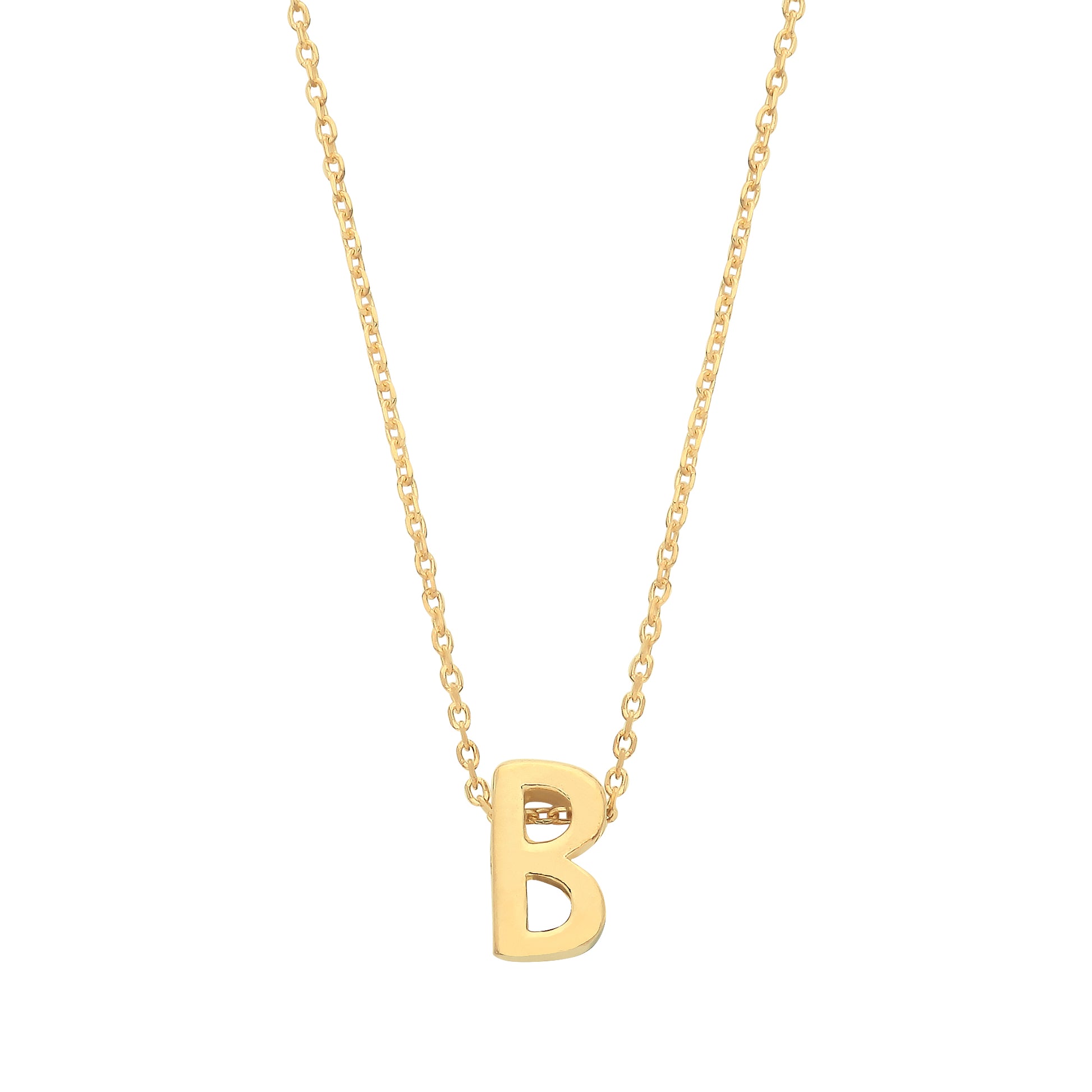 9ct Gold  Letter B Initial Pendant Necklace 17 inch 43cm - G9P6032B