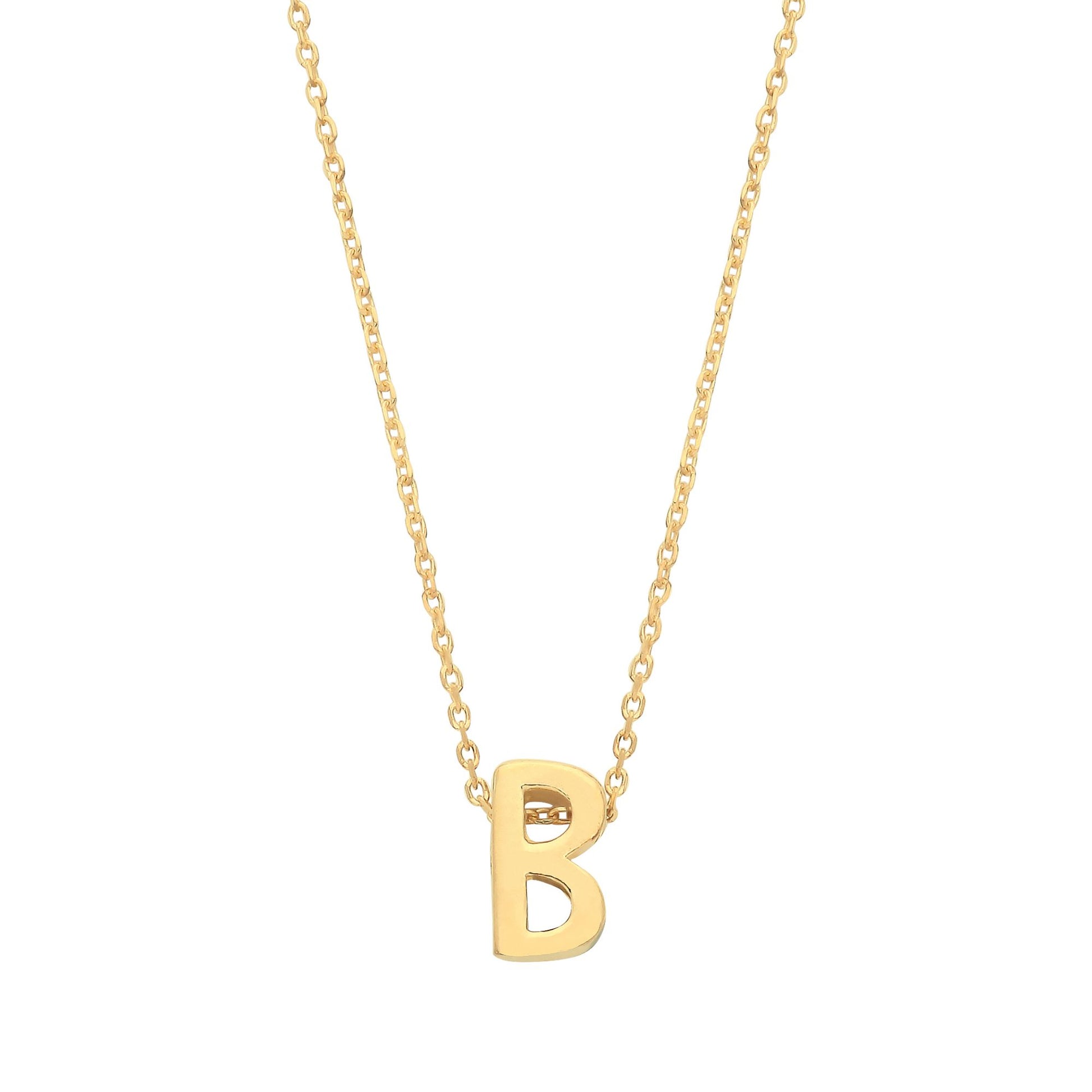 9ct Gold  Letter B Initial Pendant Necklace 17 inch 43cm - G9P6032B