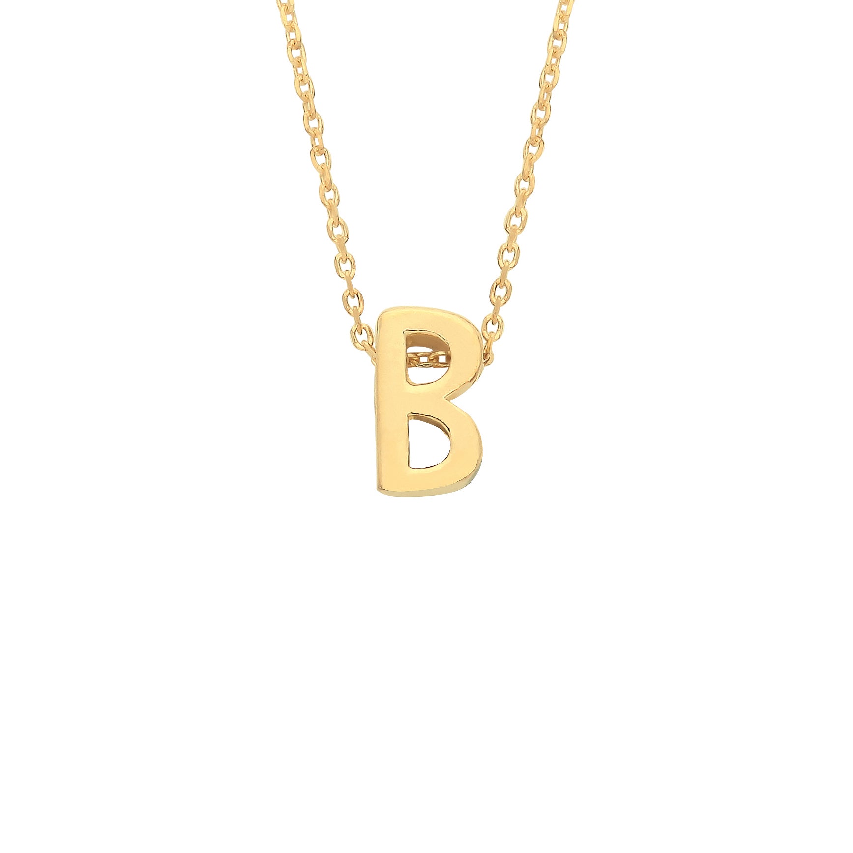 9ct Gold  Letter B Initial Pendant Necklace 17 inch 43cm - G9P6032B