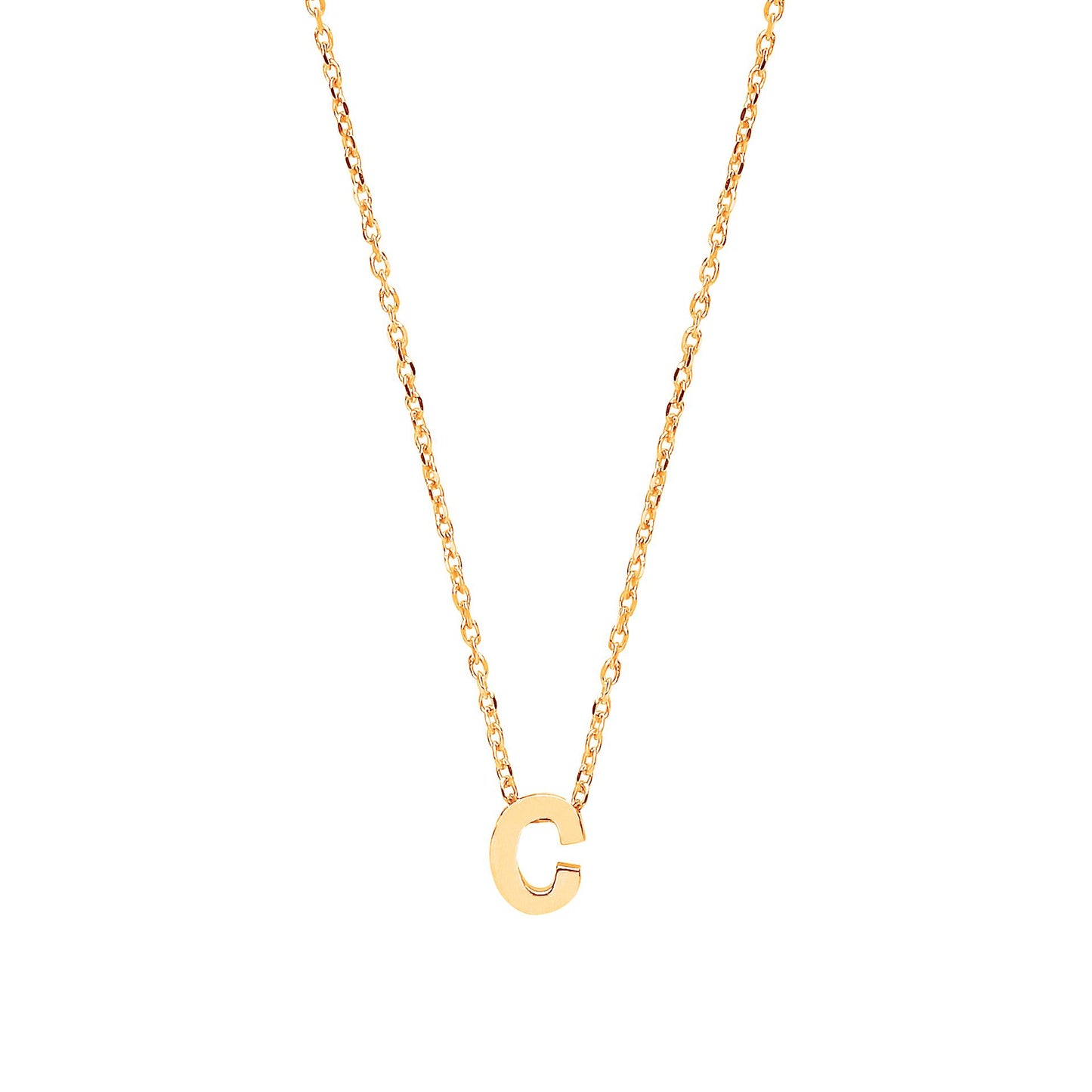 9ct Gold  Letter C Initial Pendant Necklace 17 inch 43cm - G9P6032C