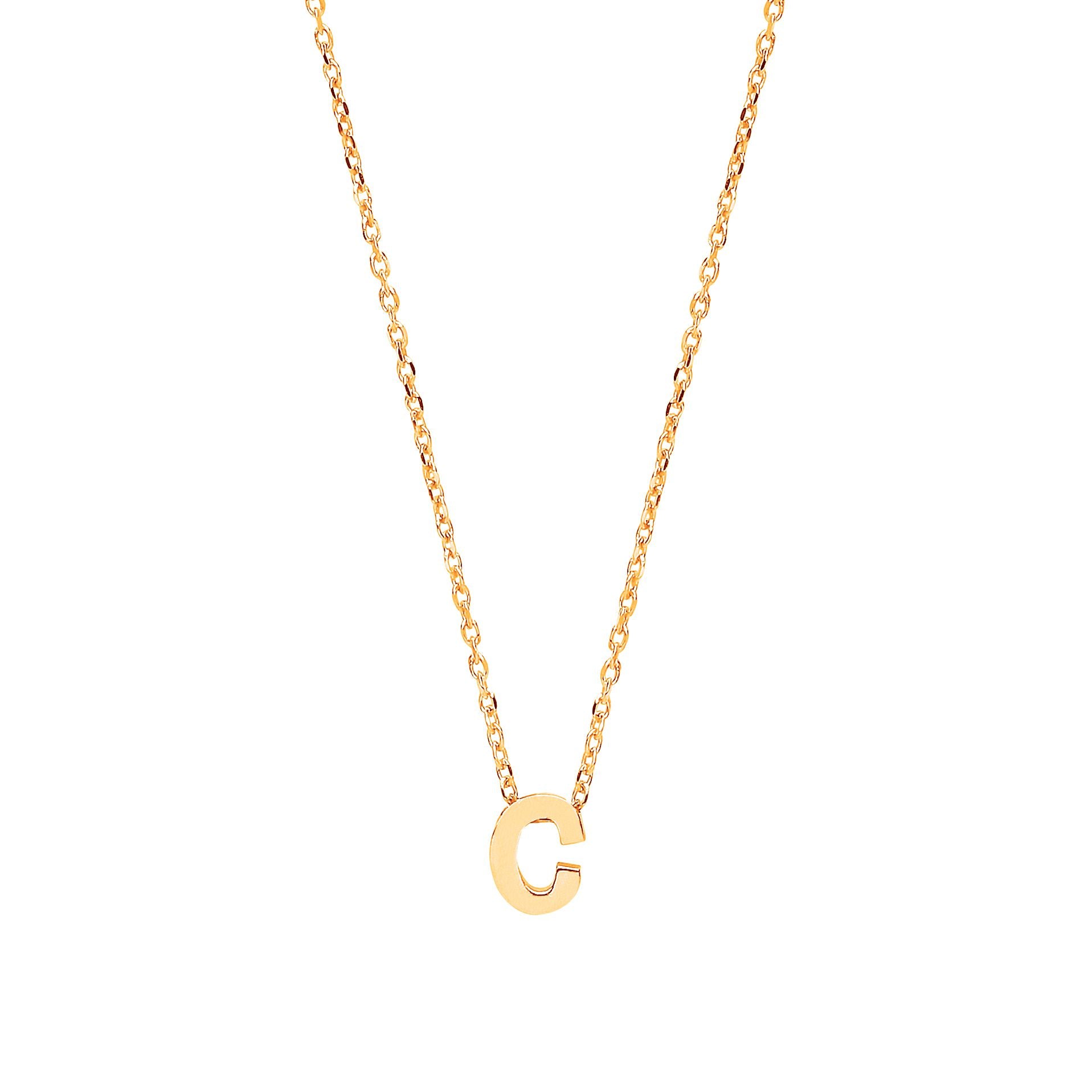 9ct Gold  Letter C Initial Pendant Necklace 17 inch 43cm - G9P6032C
