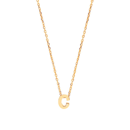 9ct Gold  Letter C Initial Pendant Necklace 17 inch 43cm - G9P6032C
