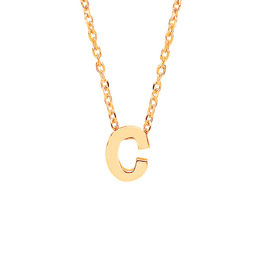 9ct Gold  Letter C Initial Pendant Necklace 17 inch 43cm - G9P6032C