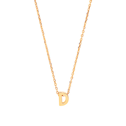 9ct Gold  Letter D Initial Pendant Necklace 17 inch 43cm - G9P6032D