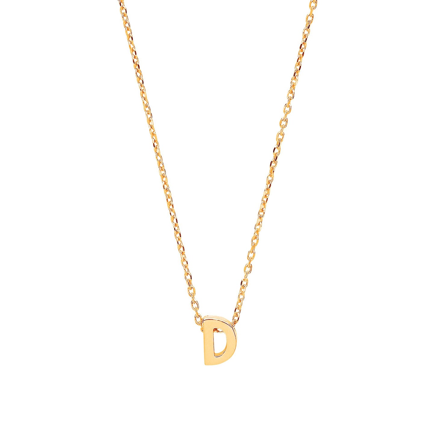 9ct Gold  Letter D Initial Pendant Necklace 17 inch 43cm - G9P6032D