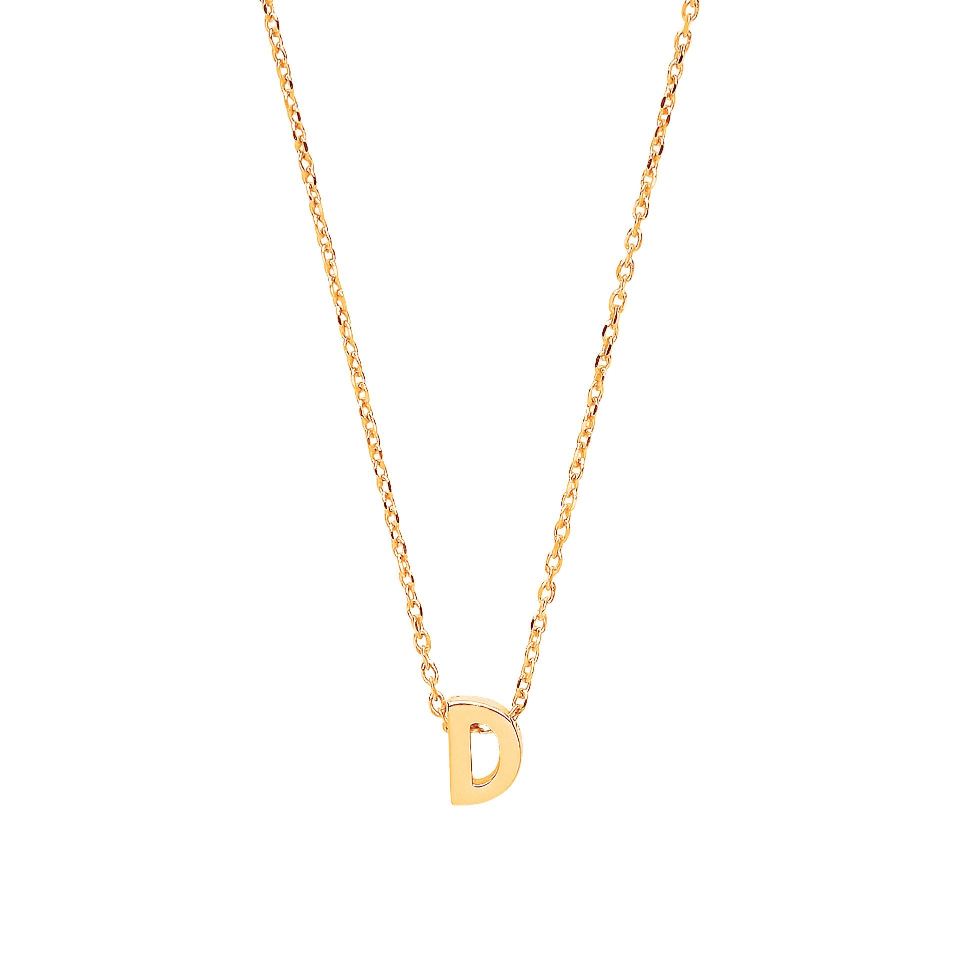 9ct Gold  Letter D Initial Pendant Necklace 17 inch 43cm - G9P6032D