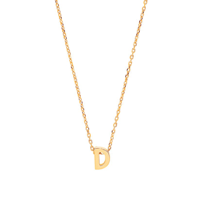 9ct Gold  Letter D Initial Pendant Necklace 17 inch 43cm - G9P6032D