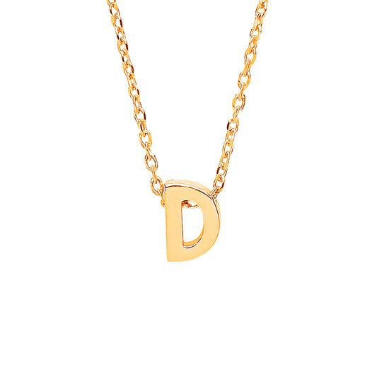 9ct Gold  Letter D Initial Pendant Necklace 17 inch 43cm - G9P6032D