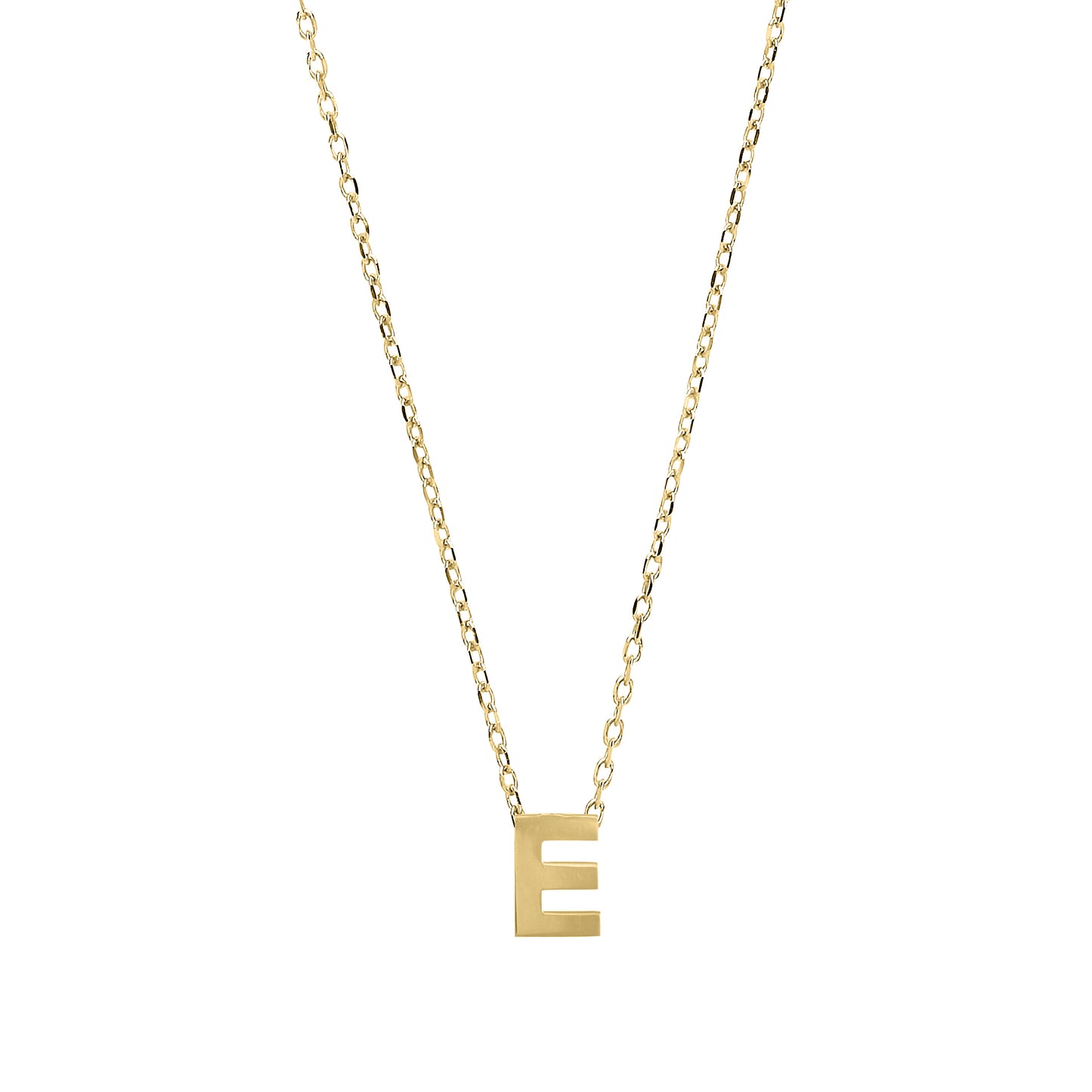 9ct Gold  Letter E Initial Pendant Necklace 17 inch 43cm - G9P6032E