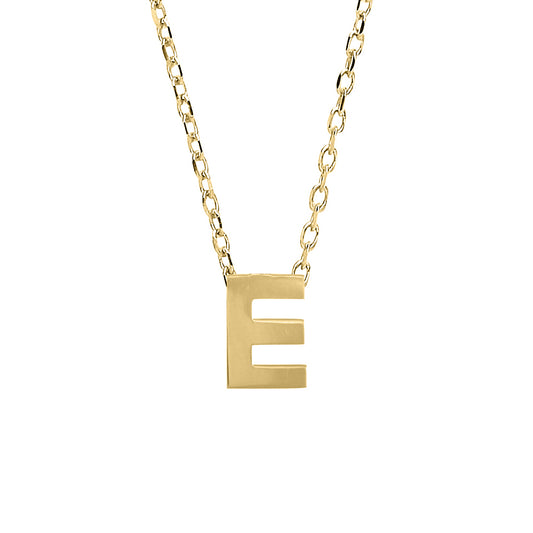 9ct Gold  Letter E Initial Pendant Necklace 17 inch 43cm - G9P6032E