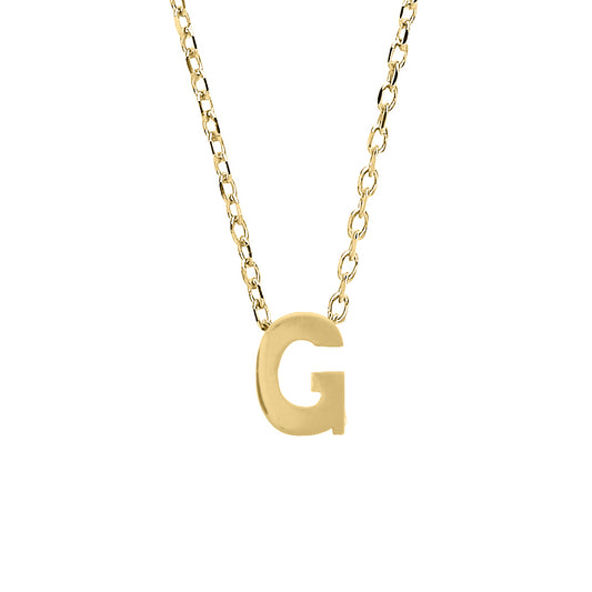 9ct Gold  Letter G Initial Pendant Necklace 17 inch 43cm - G9P6032G