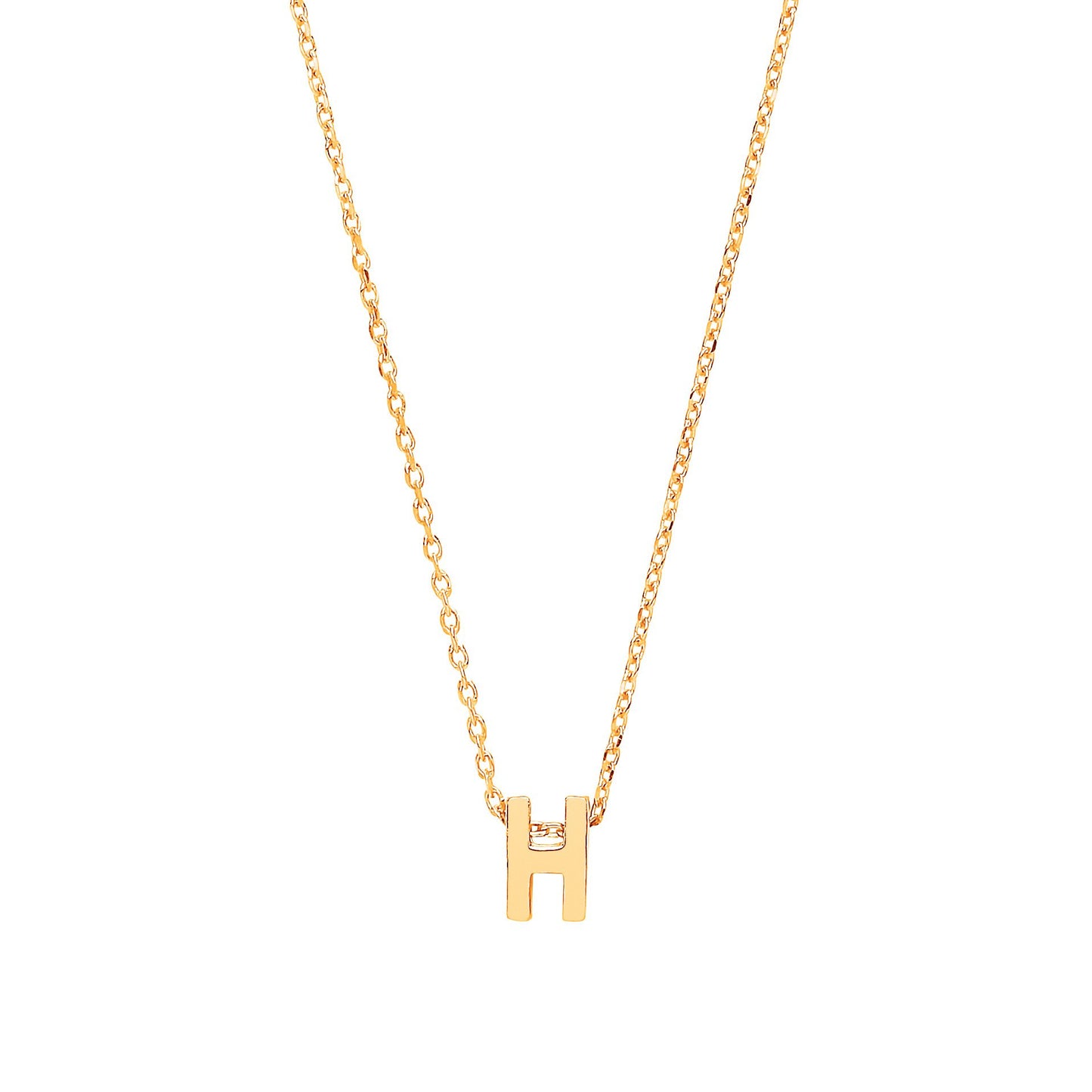 9ct Gold  Letter H Initial Pendant Necklace 17 inch 43cm - G9P6032H