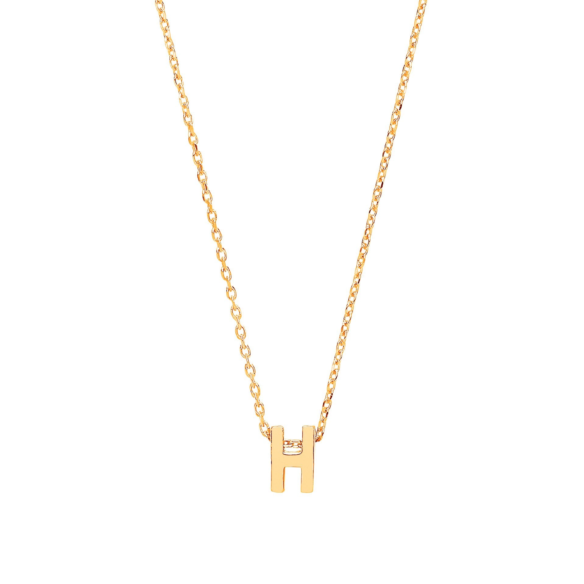 9ct Gold  Letter H Initial Pendant Necklace 17 inch 43cm - G9P6032H
