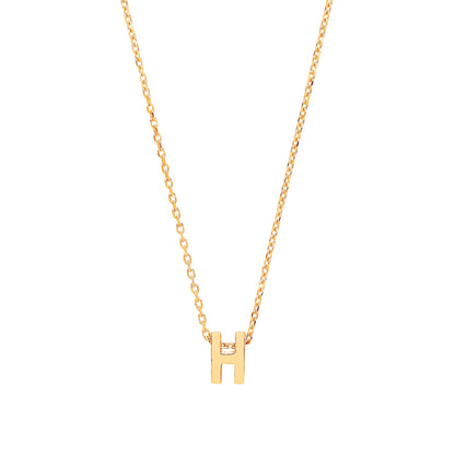 9ct Gold  Letter H Initial Pendant Necklace 17 inch 43cm - G9P6032H