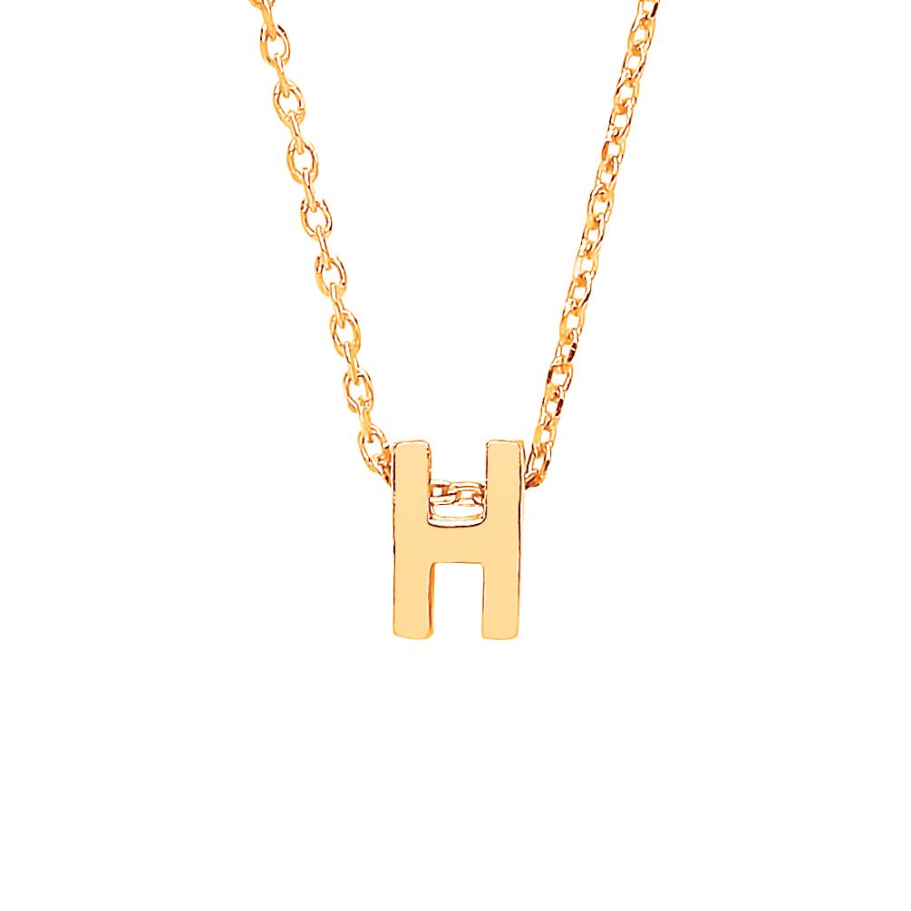 9ct Gold  Letter H Initial Pendant Necklace 17 inch 43cm - G9P6032H
