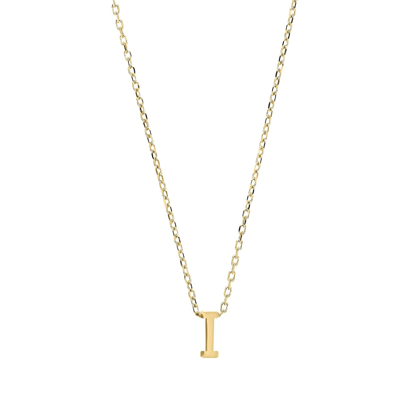 9ct Gold  Letter I Initial Pendant Necklace 17 inch 43cm - G9P6032I