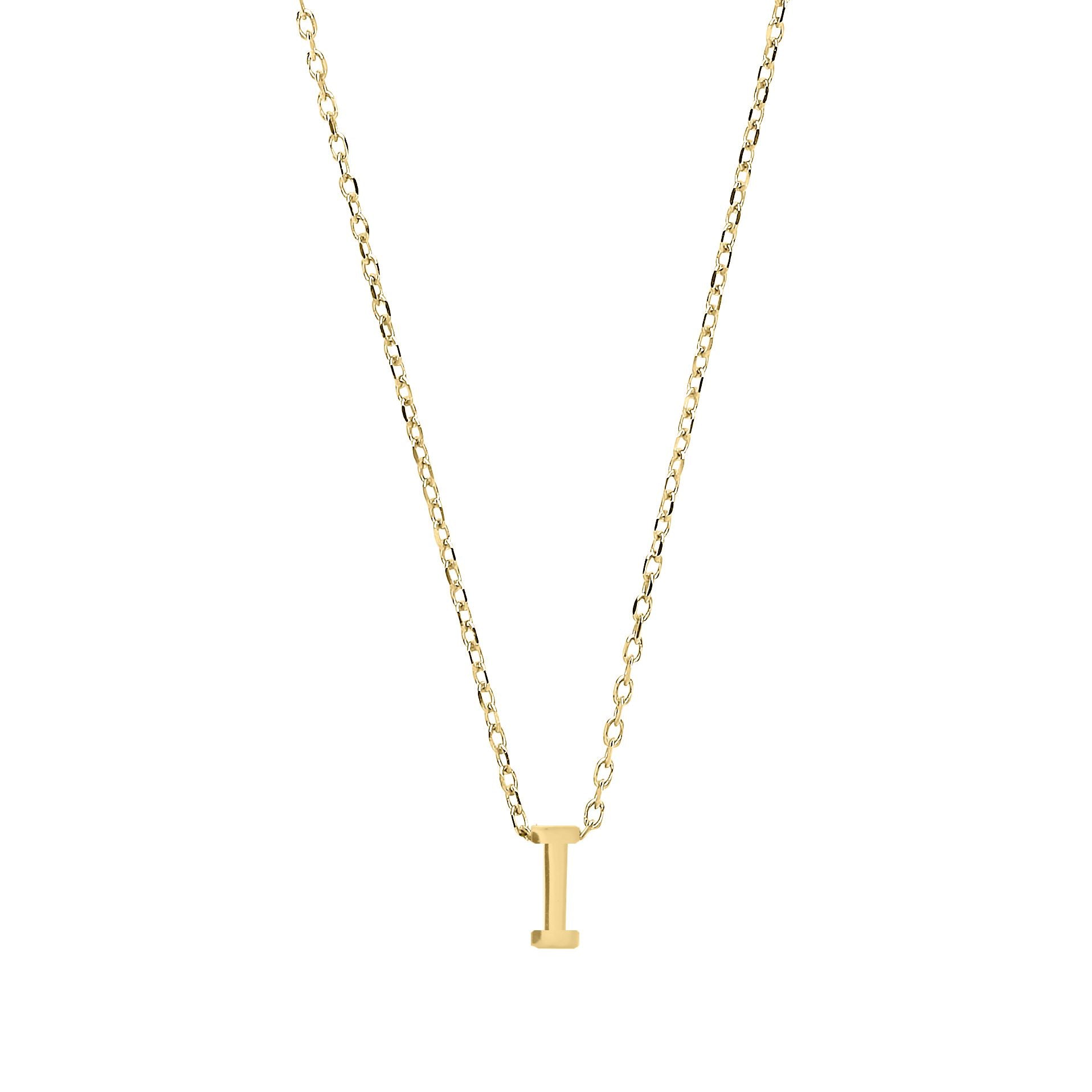 9ct Gold  Letter I Initial Pendant Necklace 17 inch 43cm - G9P6032I