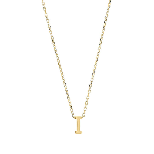 9ct Gold  Letter I Initial Pendant Necklace 17 inch 43cm - G9P6032I
