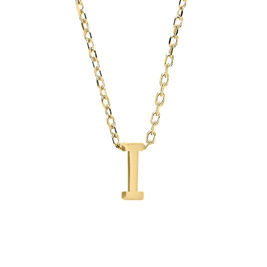 9ct Gold  Letter I Initial Pendant Necklace 17 inch 43cm - G9P6032I
