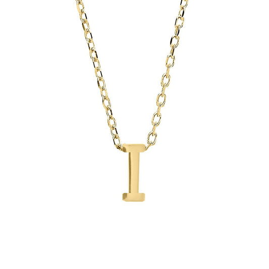 9ct Gold  Letter I Initial Pendant Necklace 17 inch 43cm - G9P6032I