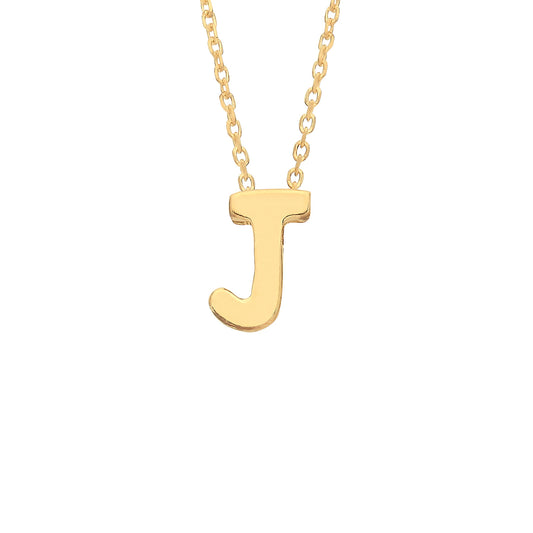 9ct Gold  Letter J Initial Pendant Necklace 17 inch 43cm - G9P6032J