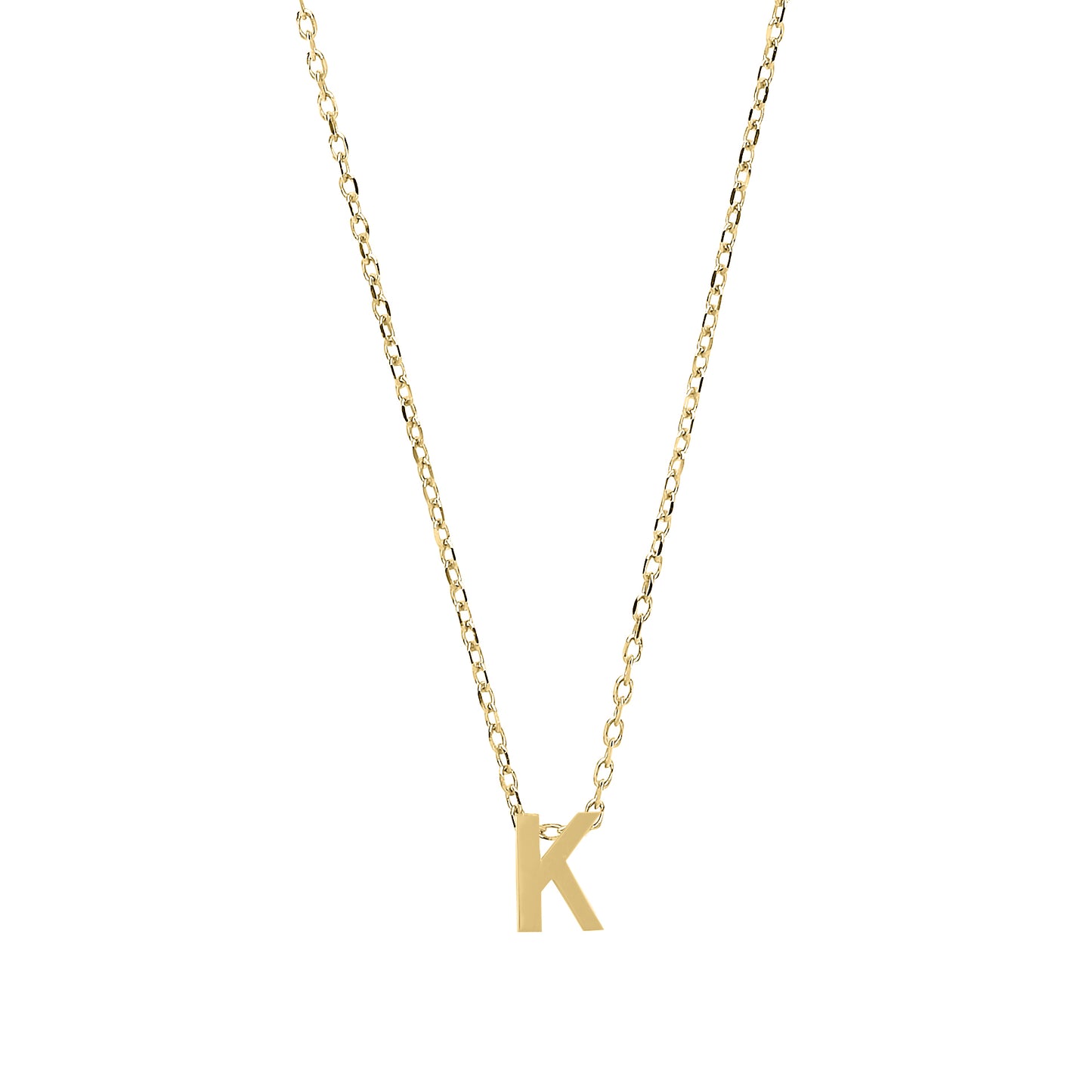 9ct Gold  Letter K Initial Pendant Necklace 17 inch 43cm - G9P6032K