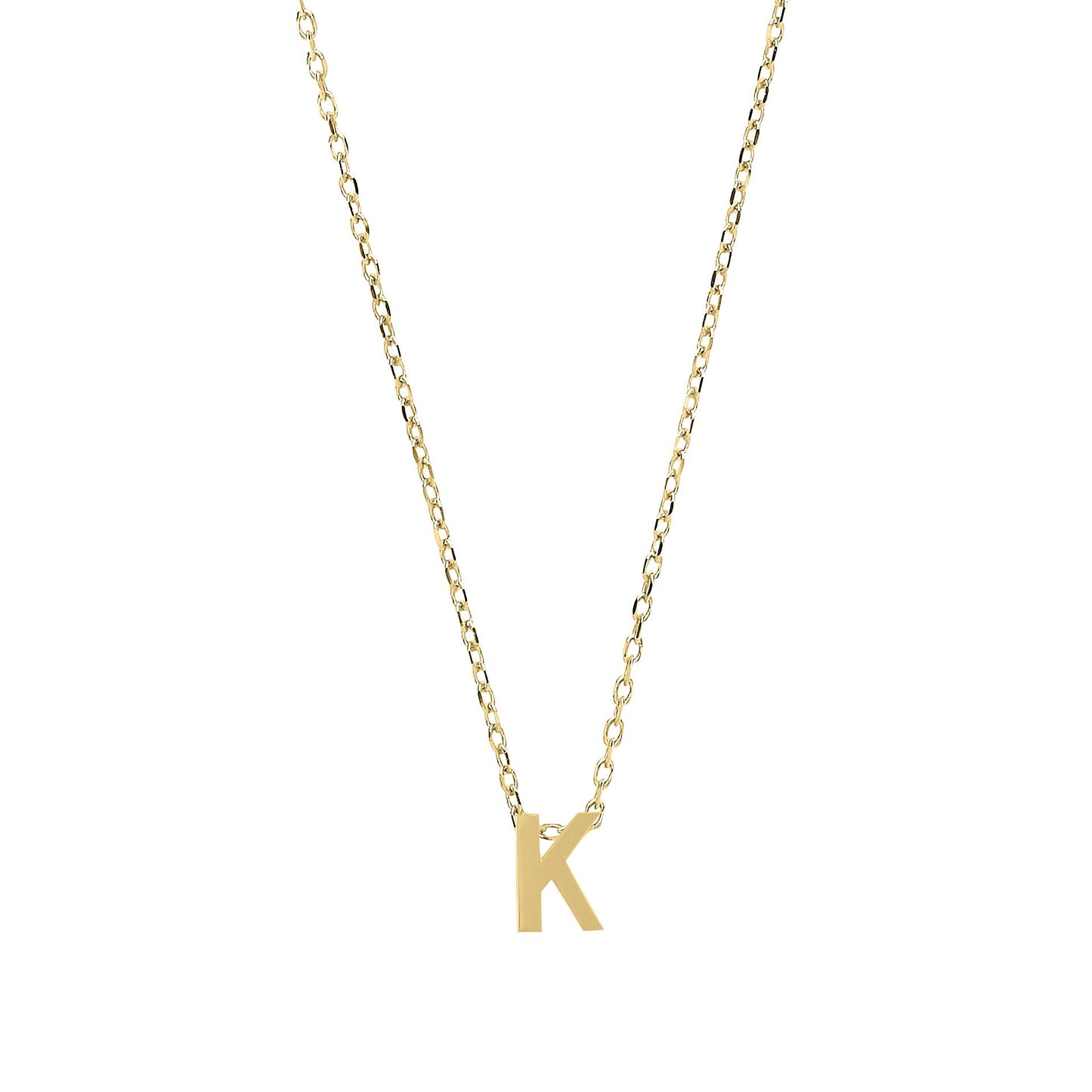 9ct Gold  Letter K Initial Pendant Necklace 17 inch 43cm - G9P6032K