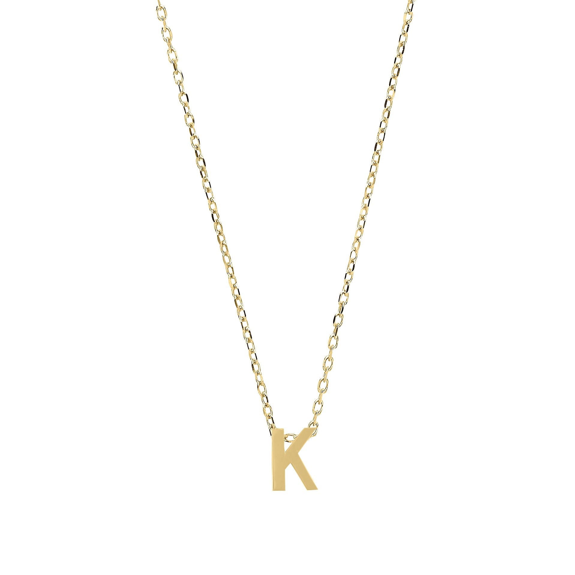 9ct Gold  Letter K Initial Pendant Necklace 17 inch 43cm - G9P6032K