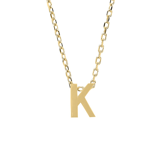 9ct Gold  Letter K Initial Pendant Necklace 17 inch 43cm - G9P6032K