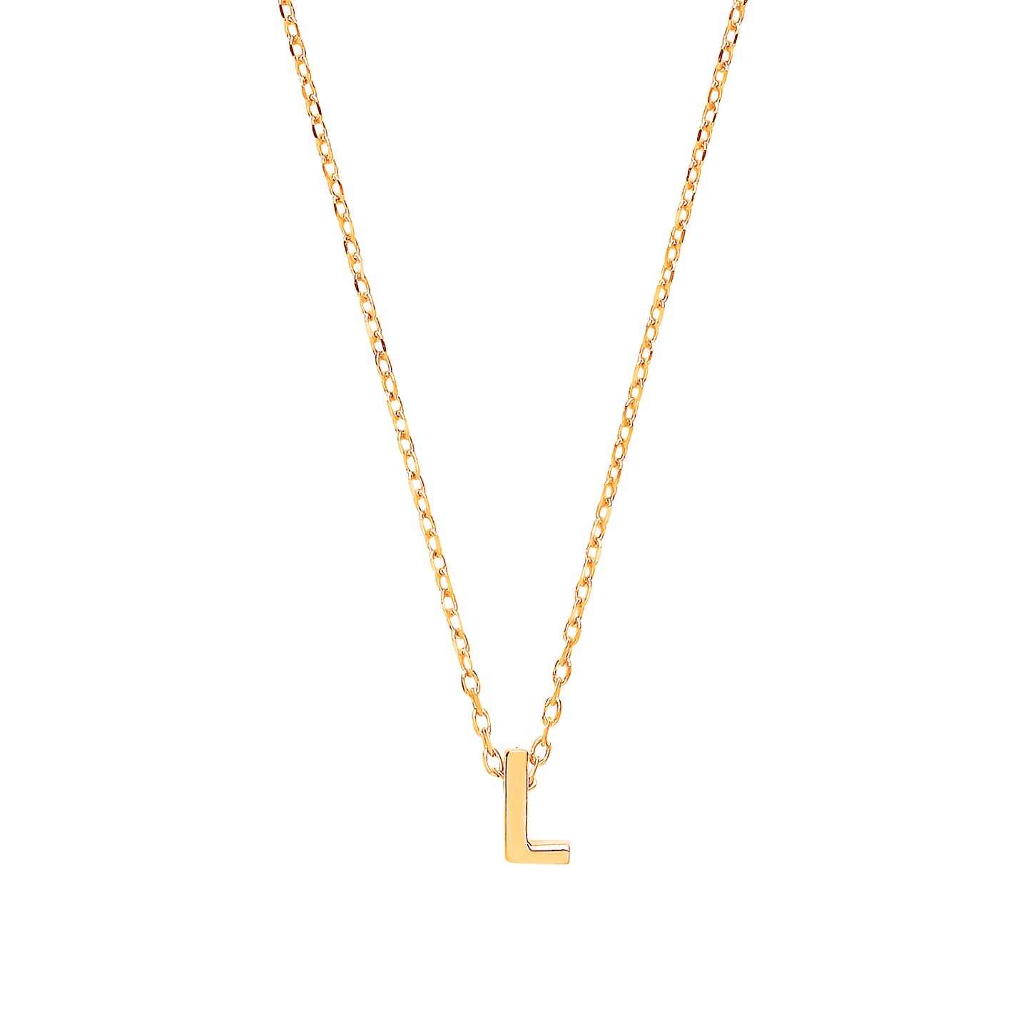 9ct Gold  Letter L Initial Pendant Necklace 17 inch 43cm - G9P6032L