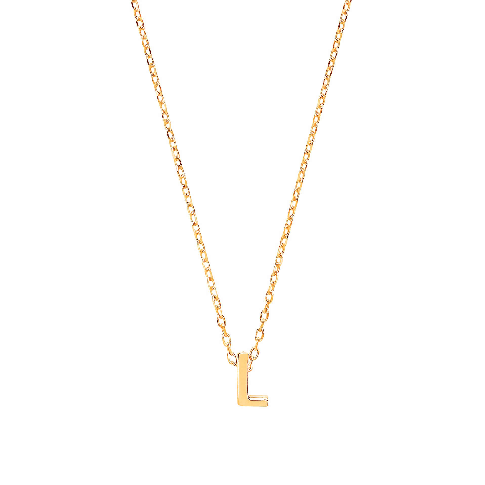 9ct Gold  Letter L Initial Pendant Necklace 17 inch 43cm - G9P6032L