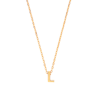 9ct Gold  Letter L Initial Pendant Necklace 17 inch 43cm - G9P6032L