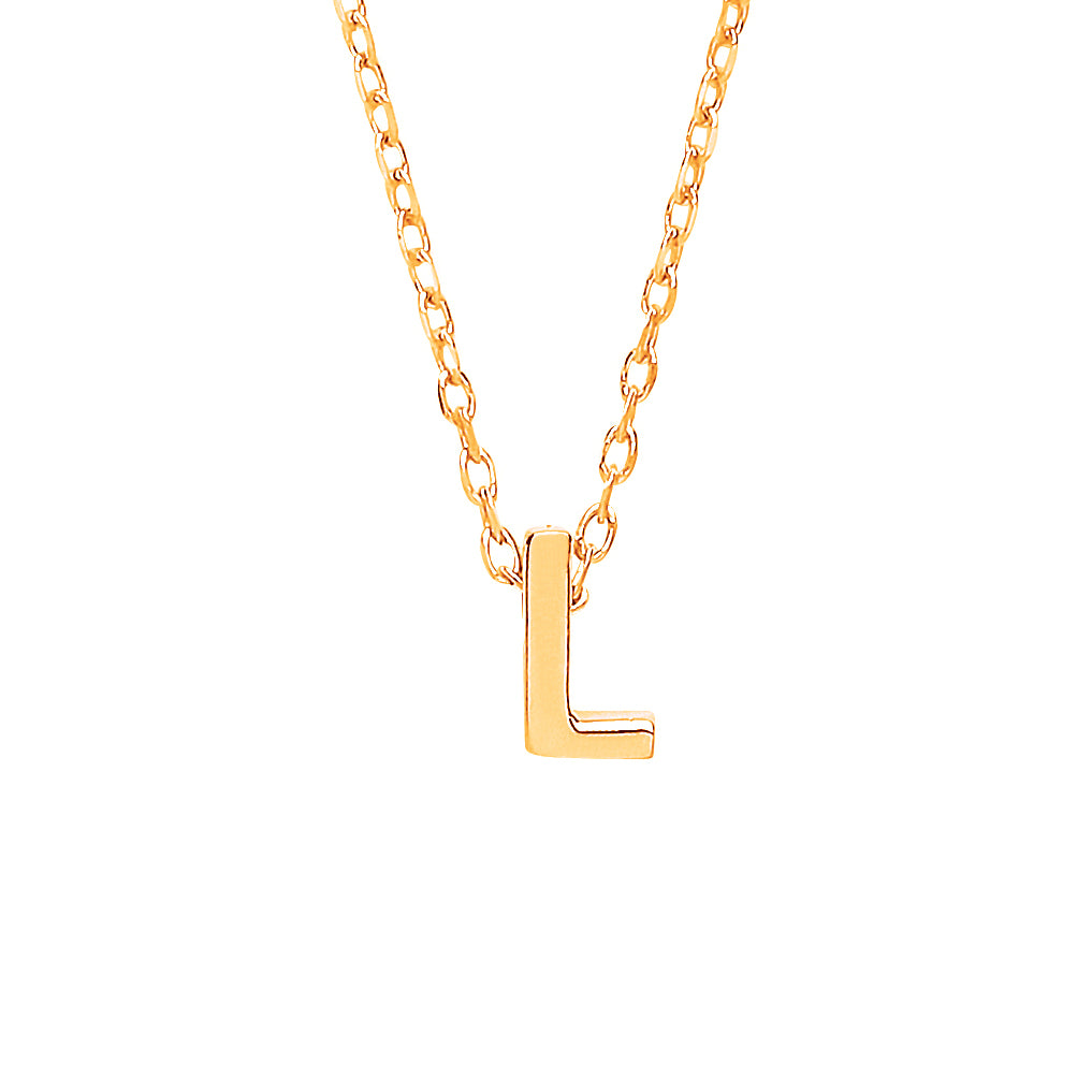 9ct Gold  Letter L Initial Pendant Necklace 17 inch 43cm - G9P6032L