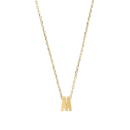 9ct Gold  Letter M Initial Pendant Necklace 17 inch 43cm - G9P6032M