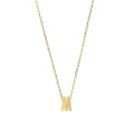 9ct Gold  Letter M Initial Pendant Necklace 17 inch 43cm - G9P6032M