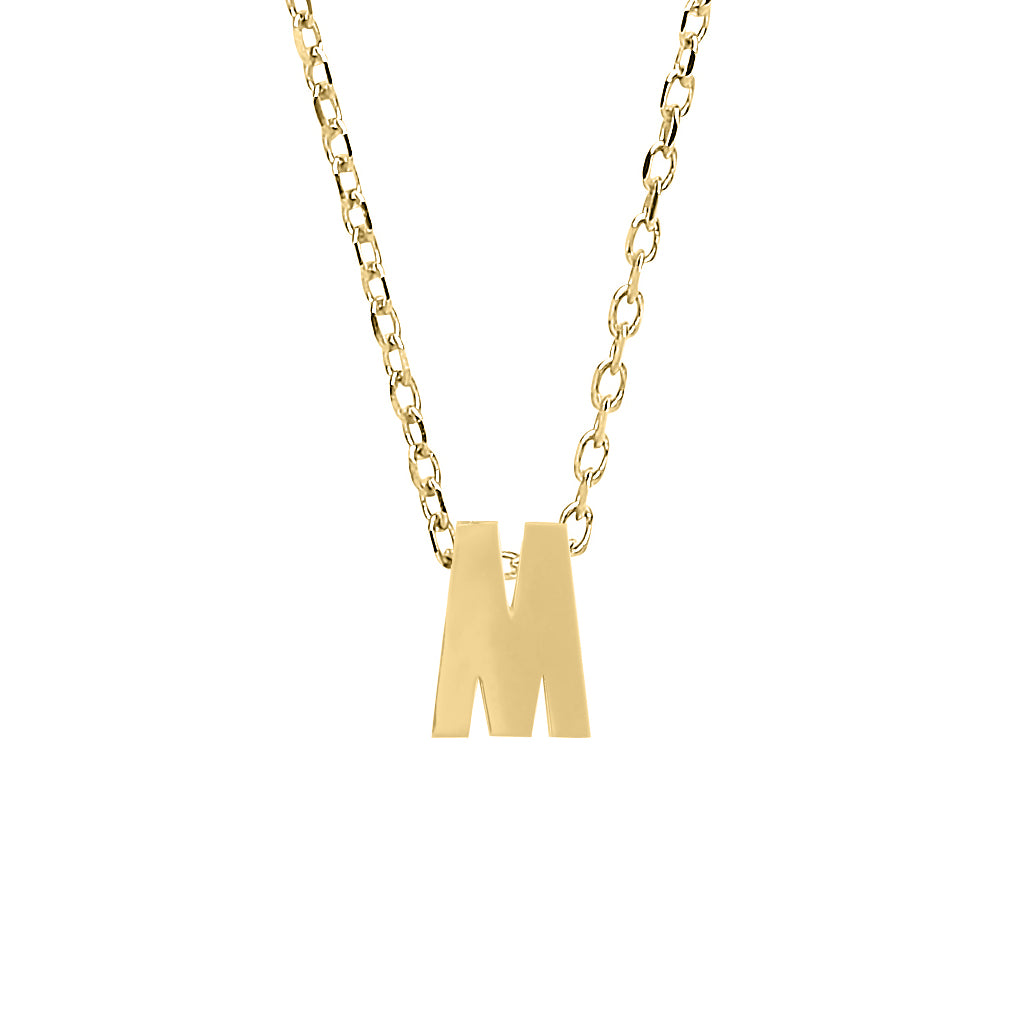 9ct Gold  Letter M Initial Pendant Necklace 17 inch 43cm - G9P6032M