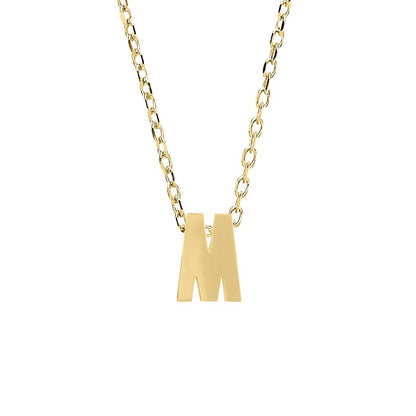 9ct Gold  Letter M Initial Pendant Necklace 17 inch 43cm - G9P6032M
