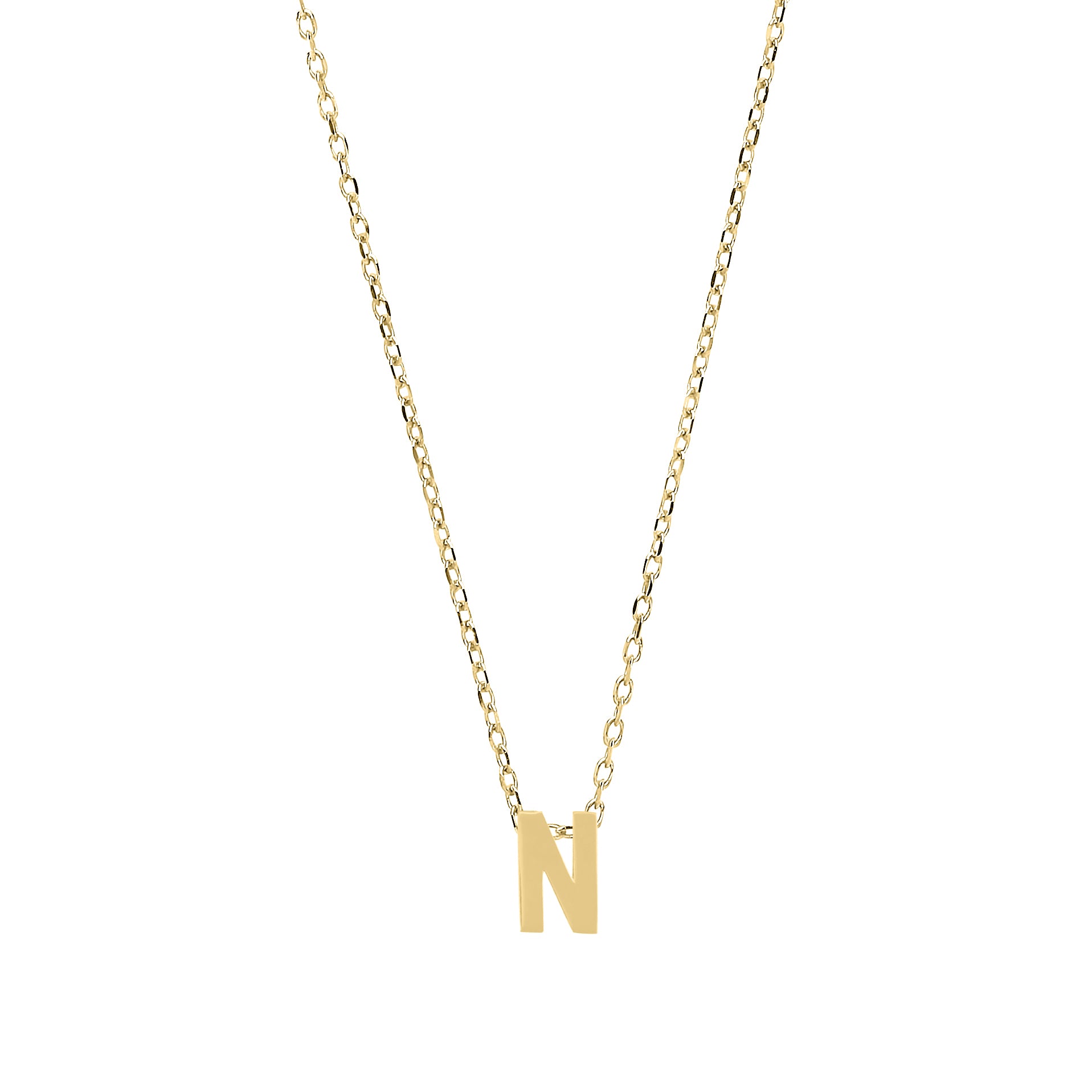 9ct Gold  Letter N Initial Pendant Necklace 17 inch 43cm - G9P6032N